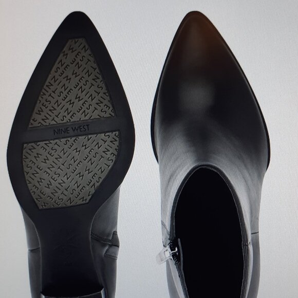 NIB Nine West Tryme Pointy Toe Ankle Boots - Leather Upper Size 12 - Picture 4 of 9
